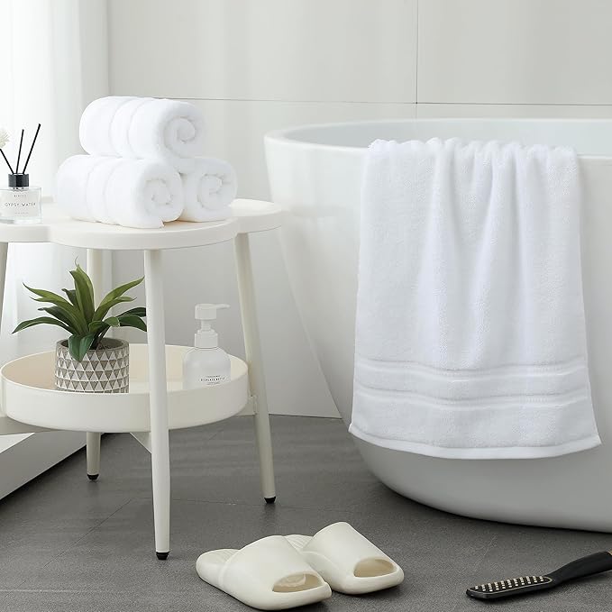 Simple&Opulence 4 Pcs Premium Hand Towels 16"x28", 600 GSM 100% Ring Spun Cotton