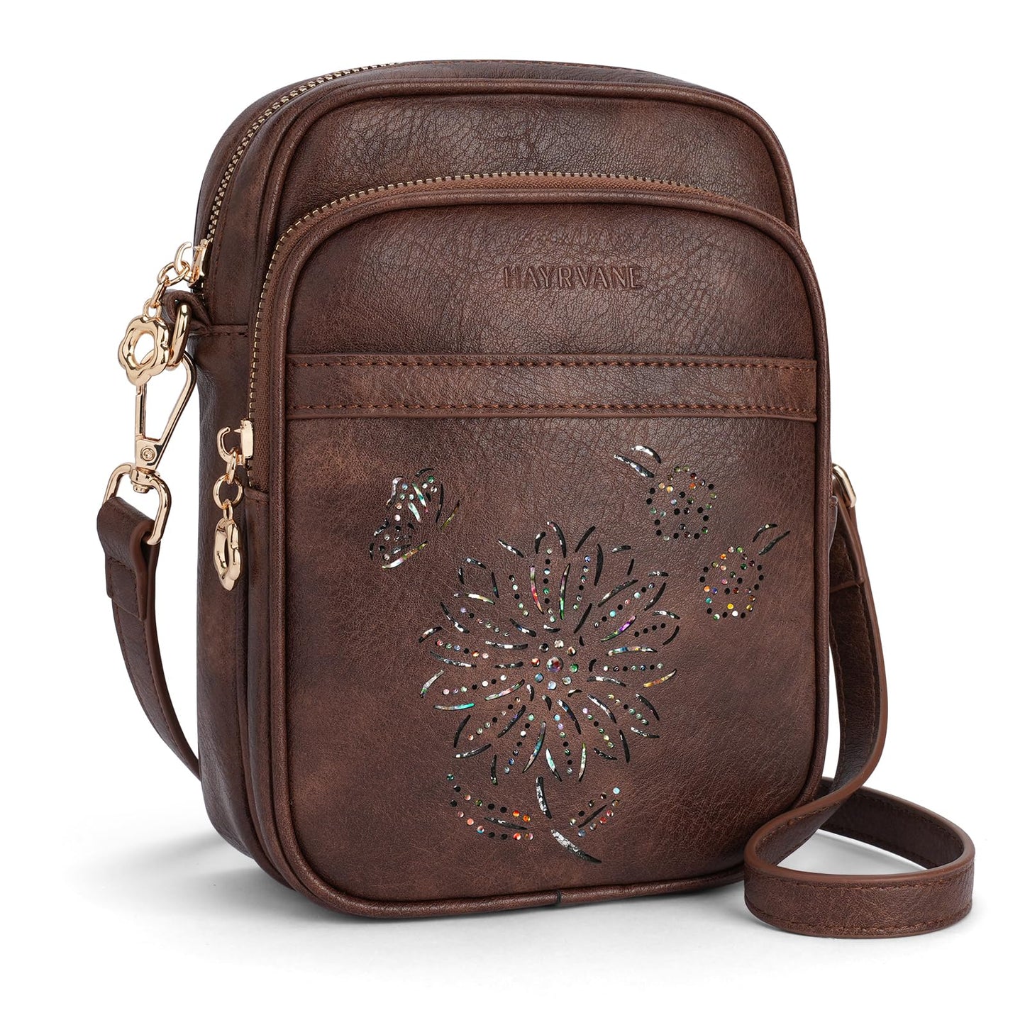 HAYRVANE Small Crossbody Bags for Women, RFID Phone Purse with Card Slots, Triple Compartments Lightweight Shoulder Bag