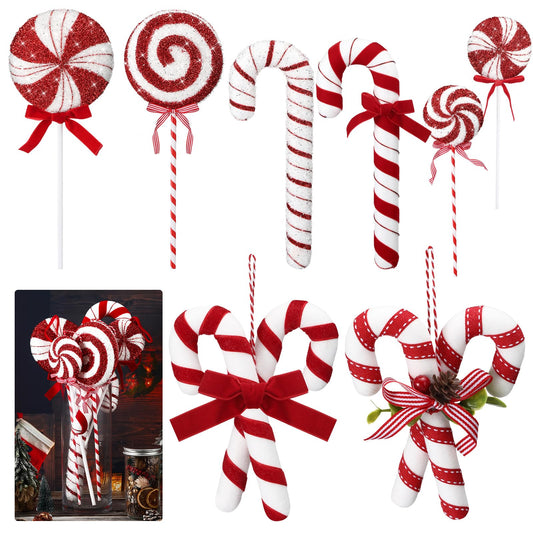 Vercraft 8 Pcs Assorted 16'' Giant Candy Cane Ornaments Red and White Large Lollipop Decoration 4 Mixed Sizes Lollipop Christmas Decoration Candy Cane Ornaments for Christmas Tree Home Decor