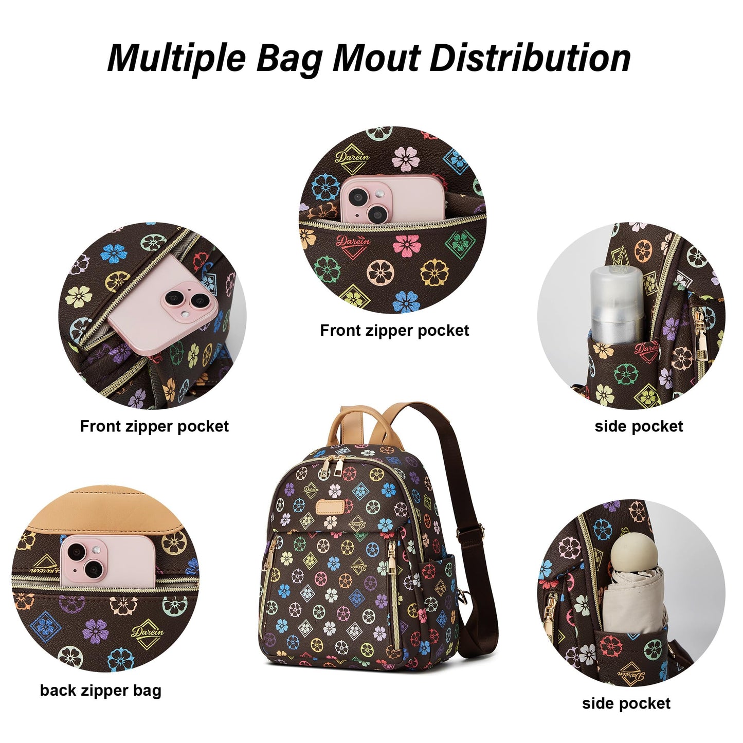 Makes Mini Backpack for Women, Stylish Daypack Purse Handbag Small Casual Daily Travel Bag, Lady Girls Gifts for Work School, 2pcs Sets