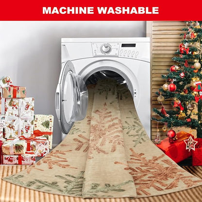 Lahome Snowflake Washable Rugs for Entryway- 2x4 Small Rug Ultra-Thin Soft Door Mat Indoor Entrance, Rubber Backing Throw Carpet Entryway Rug for Kitchen Bathroom Bedroom(2x4ft,Multi)