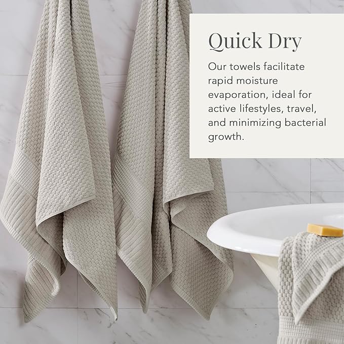 NY Loft 100% Cotton 6 Piece Bath Towel Set | Grey Towels | Oeko-TEX® Standard