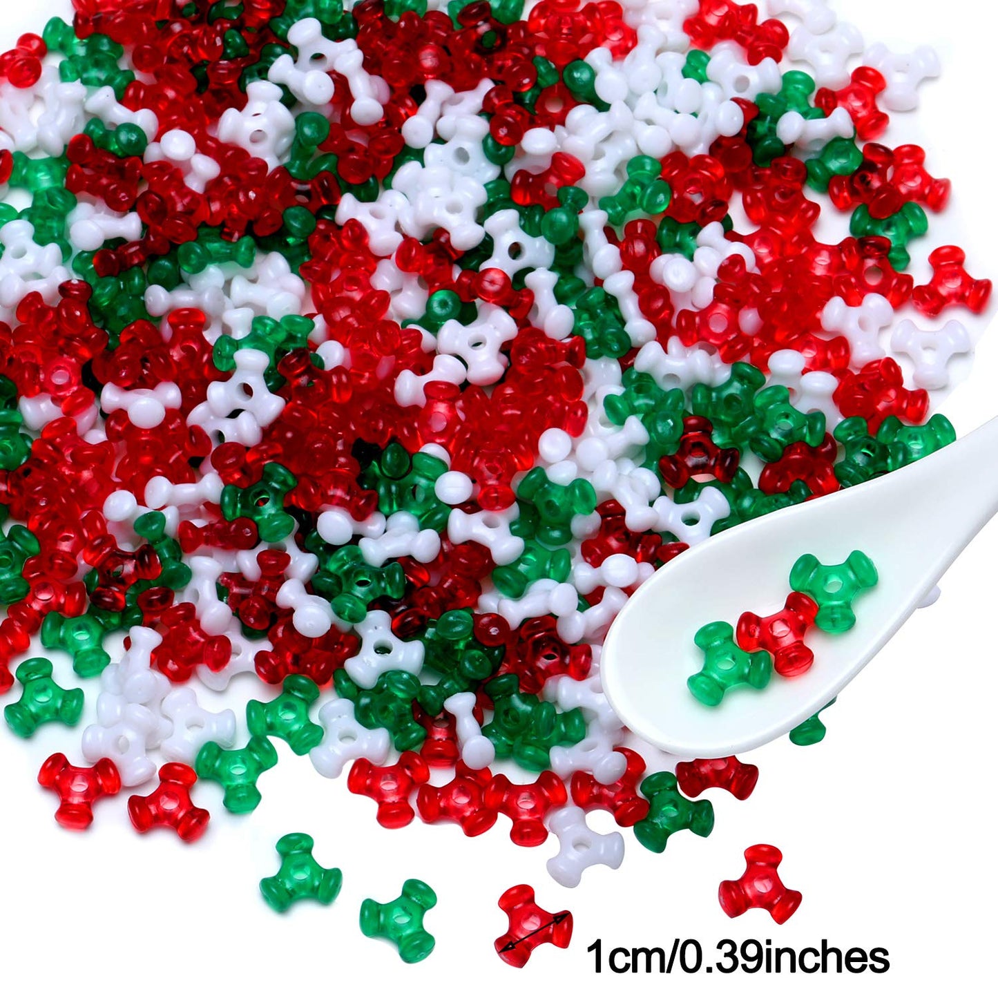 Christmas Tri Beads, Holiday Beaded Ornaments Candy Cane Ornament Craft Kit, Including 0.38 Inch Plastic Tri Beads and Beading Wirefor Christmas Tree Decoration(800)