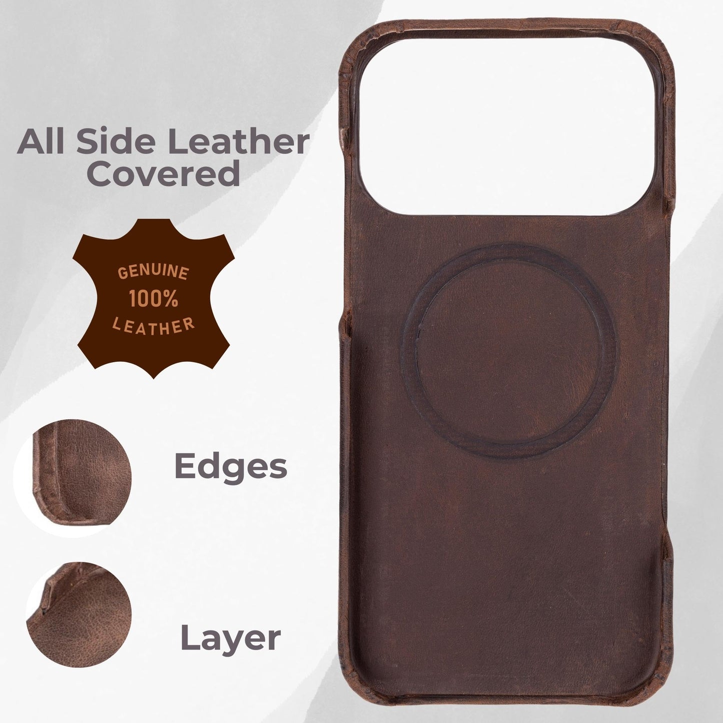 VENOULT Leather Wallet Case for iPhone 17 Pro Max, Full Grain Genuine Leather, Magnetic Detachable, 4 Card Holder, Buesiness Style, Compatible with MagSafe, RFID, Handmade (Vintage Brown)