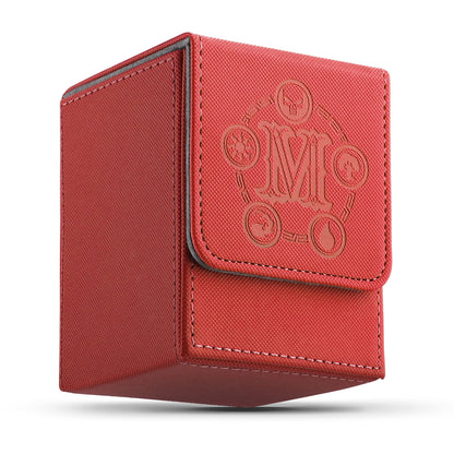 TCGUARD Card Deck Box for MTG Card Storage Box Holds 100 Plus Single Sleeved Cards, Microfiber Lining and Leather Card Box Compatible with Trading Card Games TCG, Yugioh Cards, etc. (Red)