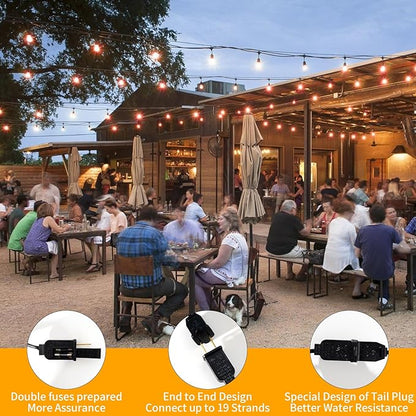 40FT LED Outdoor String Lights Waterproof, G40 Globe for Patio With 27 Edison Vintage Shatterproof Bulbs, Connectable Backyard Lighting for Garden, Bistro, Porch, Cafe