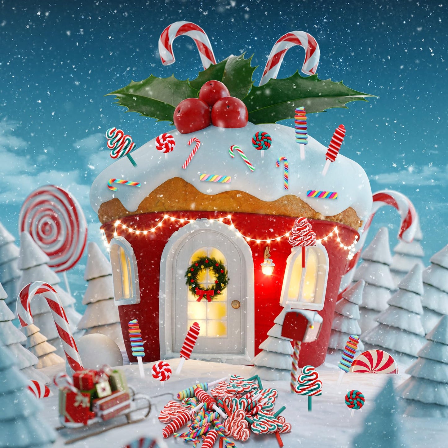 Giegxin 60 Pcs Mini Christmas Fake Candy Canes for Crafts Christmas Decoration Miniature Rainbow Peppermint Lollipop Embellishment Xmas Tiny Candy Ornaments for DIY Craft Making Scrap Booking Supplies
