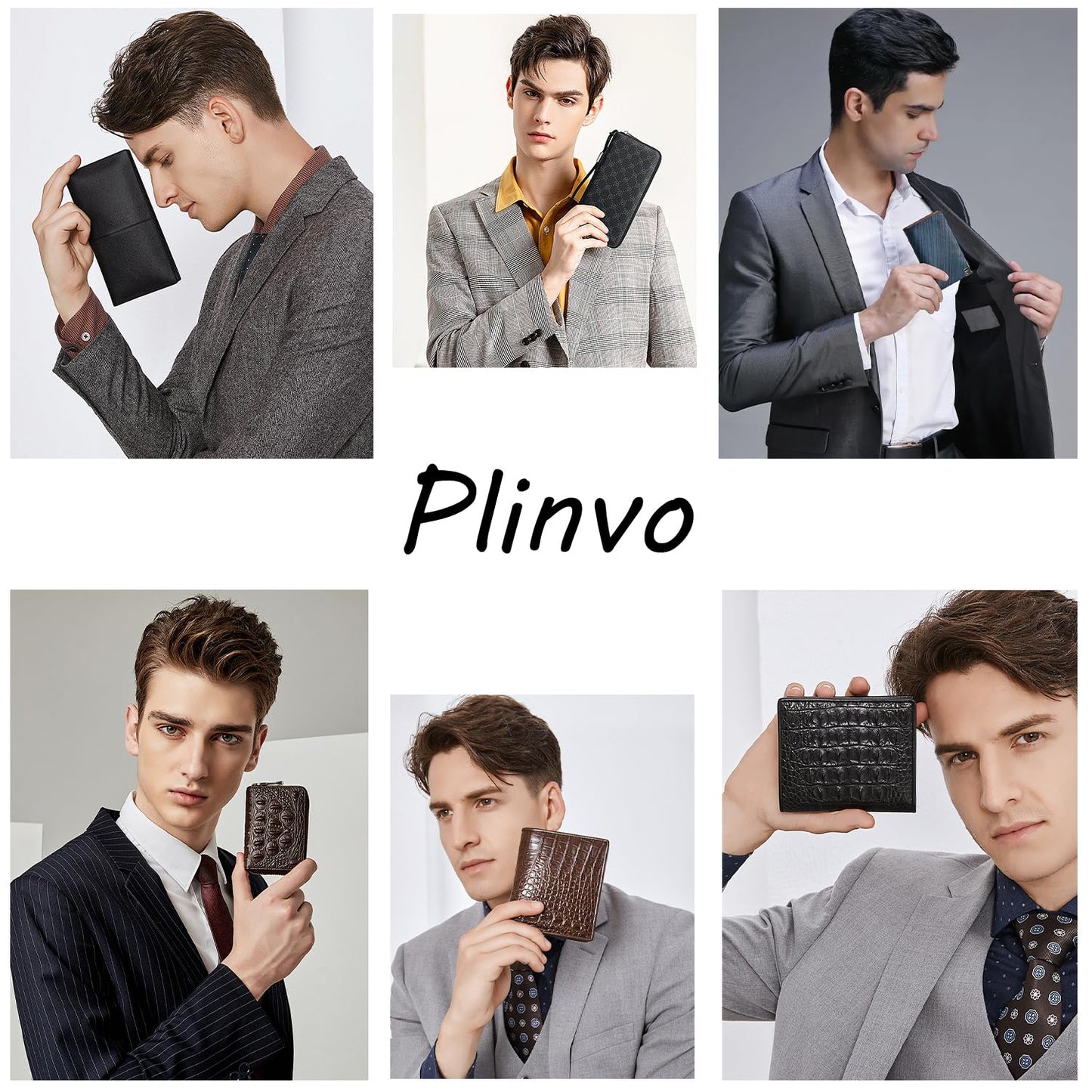 Plinvo Men's RFID Blocking Waterproof Wallet Genuine Leather Large Capacity Zipper Holds 1-14 Cards Slim Brown (BROWN)