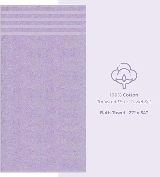 American Soft Linen Luxury 4 Piece Bath Towel Set, 600 GSM 100% Cotton Turkish