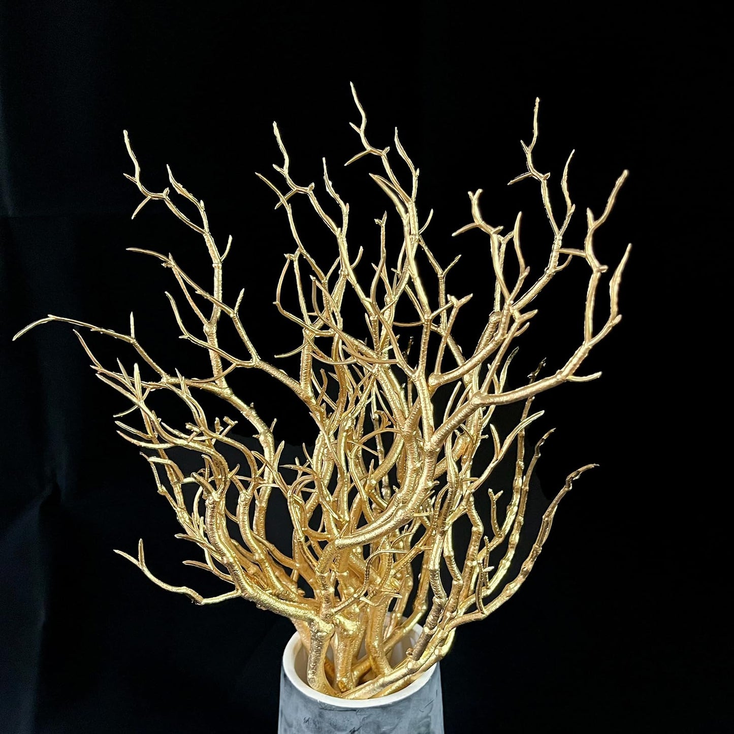 Threemonkys 13.8 inches Artificial Coral Branches Fake Antler Branches Small Branches for Home Decoration Flower Arrangement Wedding Christmas Halloween Festival (Golden10PCS)