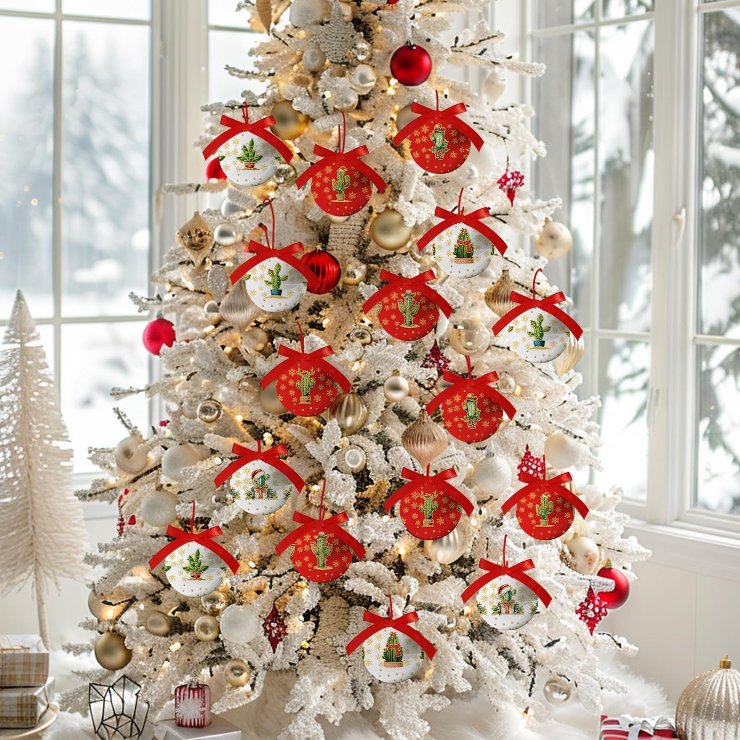 Cactus Christmas Decor - Cactus Ornament Tree Decorations Hanging Balls, Christmas Cactus Decorations Ball 2.36 Inch for Xmas Tree Party Home Holiday，Xmas Gifts Set of 16Pcs