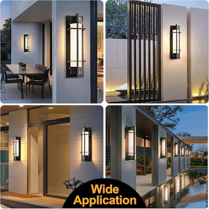 ALVIME 20 inch Large Outdoor Wall Sconce, Exterior Lighting Fixtures, Waterproof Modern Outdoor Wall Light, Black Outside Sconce Lights for House, Entryway, Patio, Garage, E26 Base&Etched Opal Glass