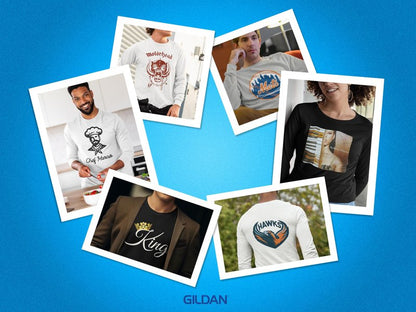 Gildan Custom Long Sleeve T-Shirts - Personalized Heavy Cotton Crewneck Tee Unisex Men Women Adult - Add Your Image, Text & Photo - Customized Long Sleeve Tee Shirts for Men, Women - XX-Large White