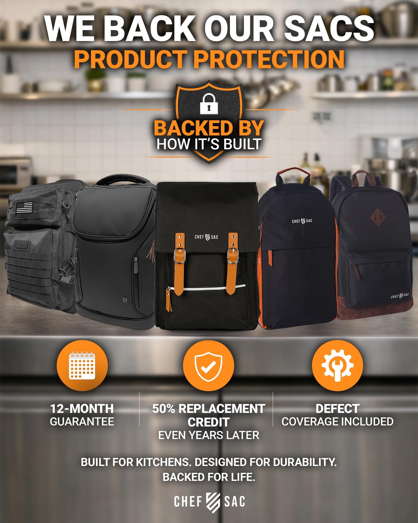 Chef Knife Backpack, Professional Knife Bag for Chefs and Culinary Students, Heritage Design, Reinforced Handles, YKK Zippers, Secure Knife Retention Panels, Durable Water-Resistant Fabric (Black)