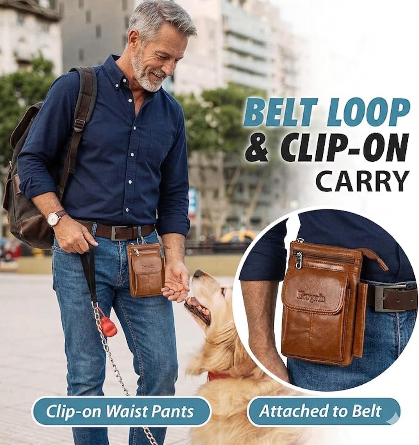 Hengwin Genuine Leather Cell Phone Holster Fit for iPhone 17 16 15 14 13 Pro Max Samsung Galaxy Note9 S24 S25 Ultra Wallet Case with Belt Clip Passport Pouch Small Crossbody Purse Shoulder Bag (Brown)