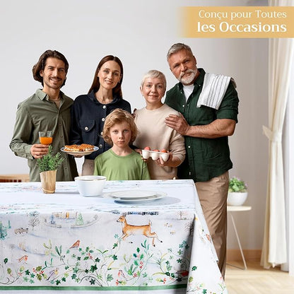 Maison d' Hermine Table Cloth Square Table 100% Cotton 60 x 60 Inches Fall Tablecloth Reusable Everyday Use for Thanksgiving Christmas Decorations Dining Farmhouse Party (Snowy World)
