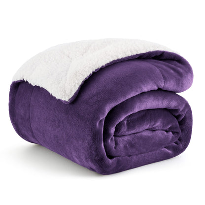 Bedsure GentleSoft Sherpa Fleece Blankets Queen Size for Bed - Thick and Warm, Soft Fuzzy Plush Queen Blanket for Winter, Grey, 90x90 Inches