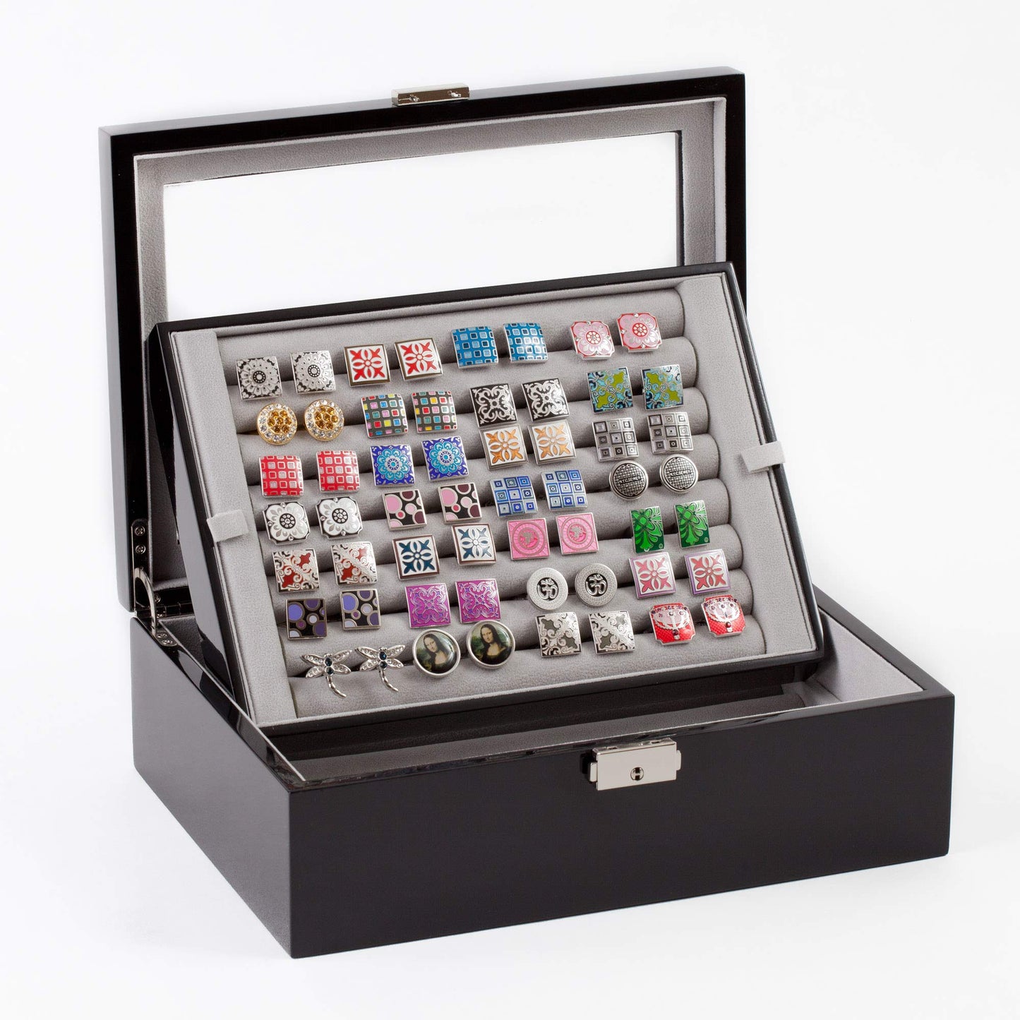 Black Double Layer Jewelry Cufflinks Storage Presentation Box / Case by Cuff-Daddy