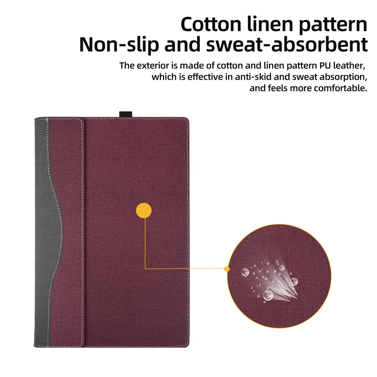 Laptop Case for DELL Latitude 5550 2-in-1 |Latitude 5540 5530 5520 Laptop All Inclusive Drop Case 15.6" PU Leather Inside Pocket Cover (Wine red)