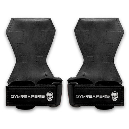 Gymreapers Weight Lifting Grips (Pair) for Heavy Powerlifting, Deadlifts, Rows, Pull Ups, with Neoprene Padded Wrist Wraps Support and Strong Rubber Gloves or Straps for Bodybuilding (Black, Small)