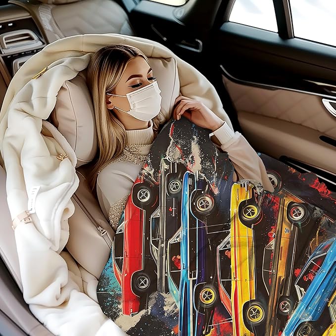 Blanket Vintage Muscle Cars Lightweight Soft Throw Blanket for Girls Teens Women, Graffiti Art Fuzzy Blanket Home Room Decor 50x60 Inches