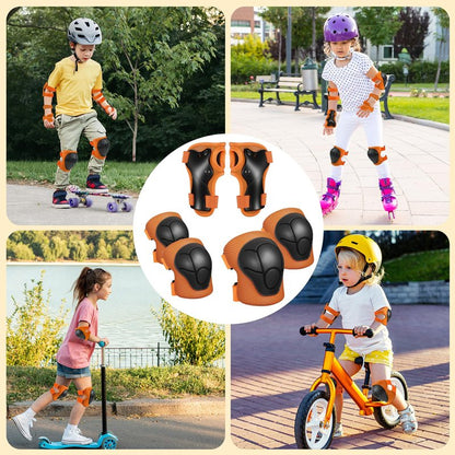 Knee Pads for Kids Knee Pads and Elbow Pads Toddler Protective Gear Set Kids Elbow Pads and Knee Pads for Girls Boys with Wrist Guards 3 in 1 for Skating Cycling Bike Rollerblading Scooter-Orange M