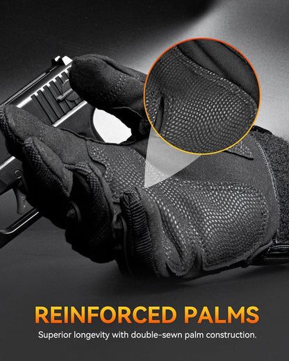 Tactical Gloves for Men and Women, Motorcycle Gloves Black Touchscreen with Hard Shell for Airsoft, Paintball, Motocross, Hunting, Shooting, Camping, ATV Riding, Outdoor Sports, Work (Black, Large)