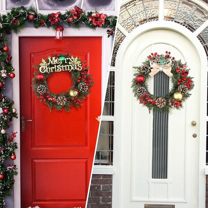 Zeyune Christmas DIY Green Wreath 14 Inch Artificial Christmas Wreaths Faux Plain Wreaths for Decorating Front Door Window Room Farmhouse Xmas Party Indoor Outdoor(Fresh,8 Pcs)