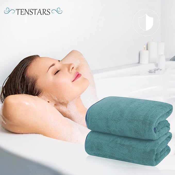 TENSTARS Silk Hemming Bath Towels
