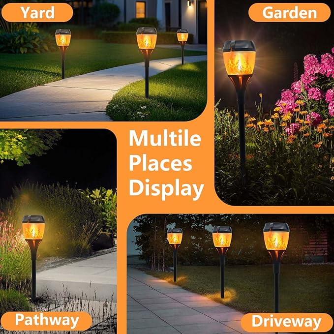 Swingers Solar Lights Outdoor,Solar Torch Lights with Flickering Flame,Waterproof Outdoor Garden Light for Halloween,Garden, Landscape, Path, Yard, Patio (8, Black)