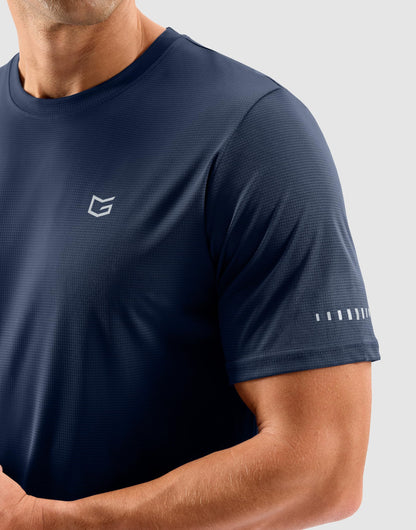 Men's Workout Breathable T-Shirts Dry Fit UPF 50+ Sun Shirts Quick Dry Cooling Tee for Athletic, Running, Hiking (Indigo Navy, L)