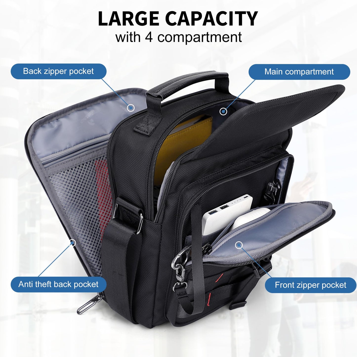WITZMAN Crossbody Bag for Men Lightweight Man Purse Messenger Bag Casual Satchel Nylon Shoulder Bag for Work Traveling(B708 Black)