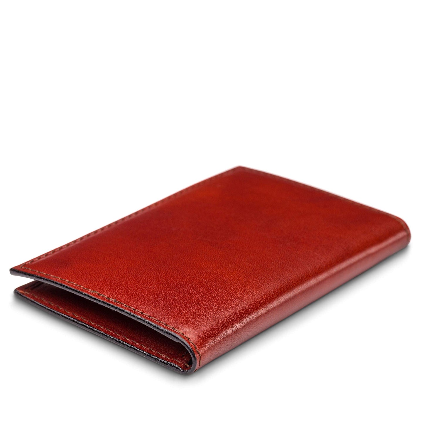 Bosca Men's Leather Card Holder Wallet – Italian Full Grain Vegetable Tanned Credit Card Case – 6 Card Slots, 2 Receipt Wells – Classic Glossy Finish – Gift-Ready Packaging - Cognac Brown