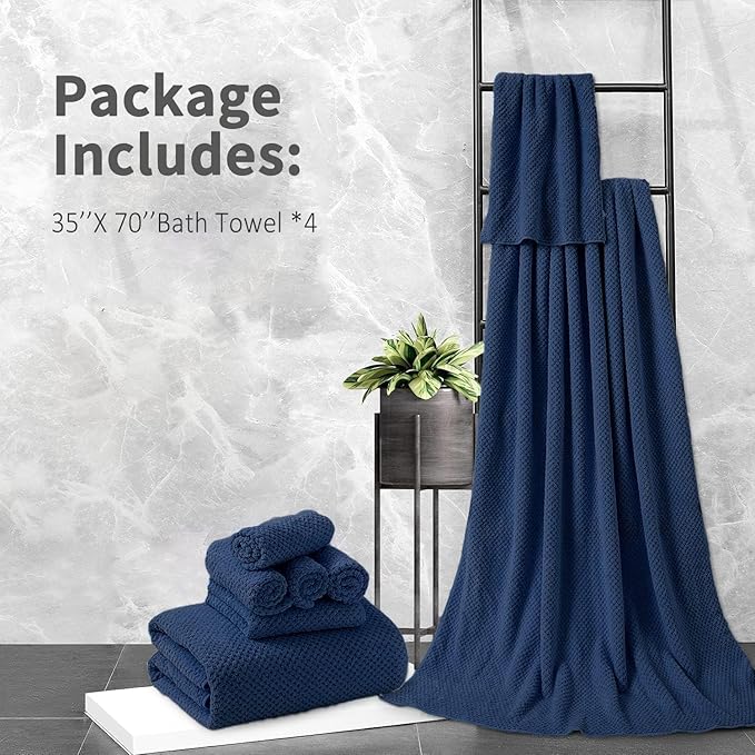 Bath Towel Set 4 Piece Oversized Bath Sheet 35"x70”Extra Large Bath Towel Soft