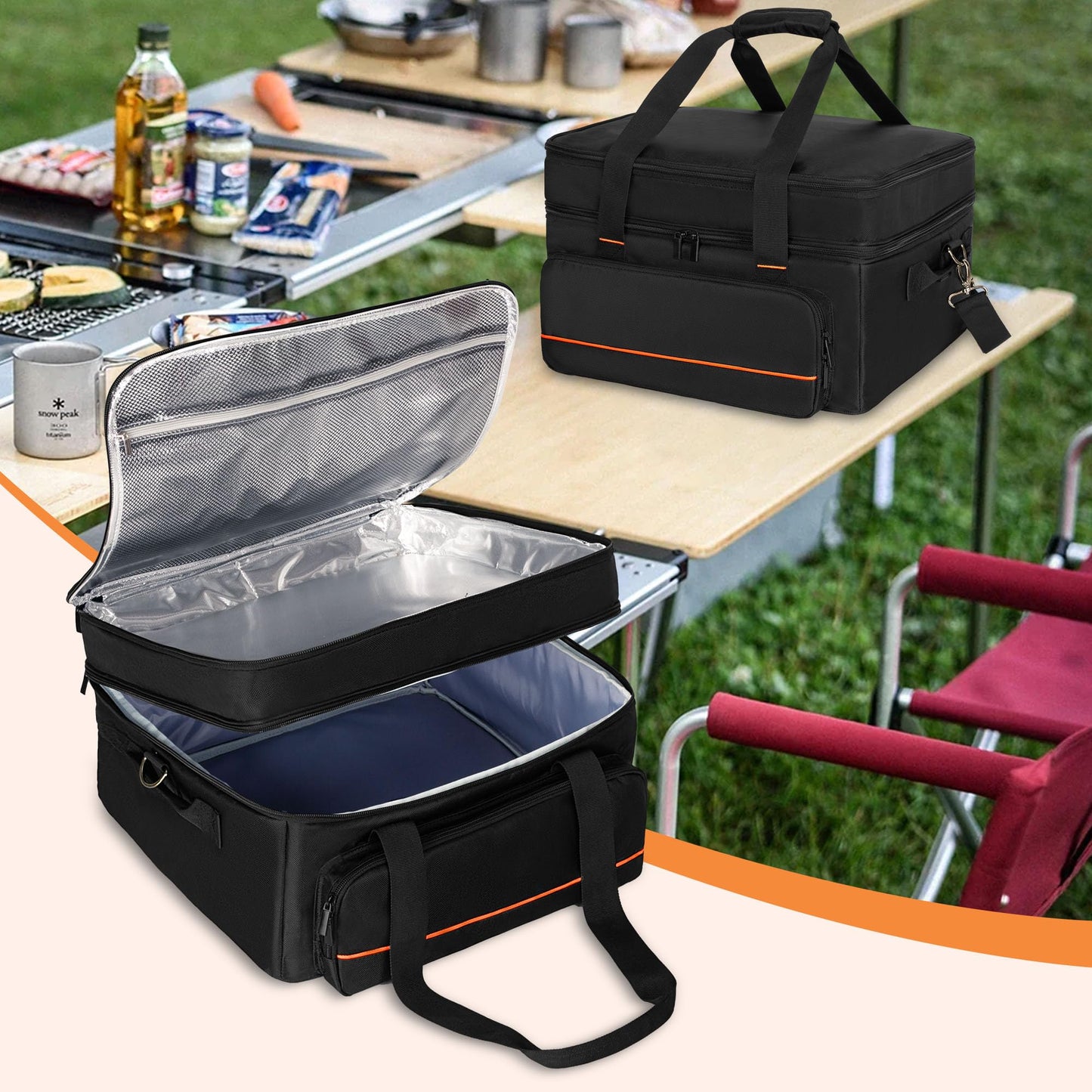 samdew Double-layer Grill Carrying Bag, Grill Cover Compatible with Ninja GR101 Sizzle Smokeless Indoor Grill & Griddle, Padded Grill Storage Case for Grill Plate & Accessories Tools, Bag Only