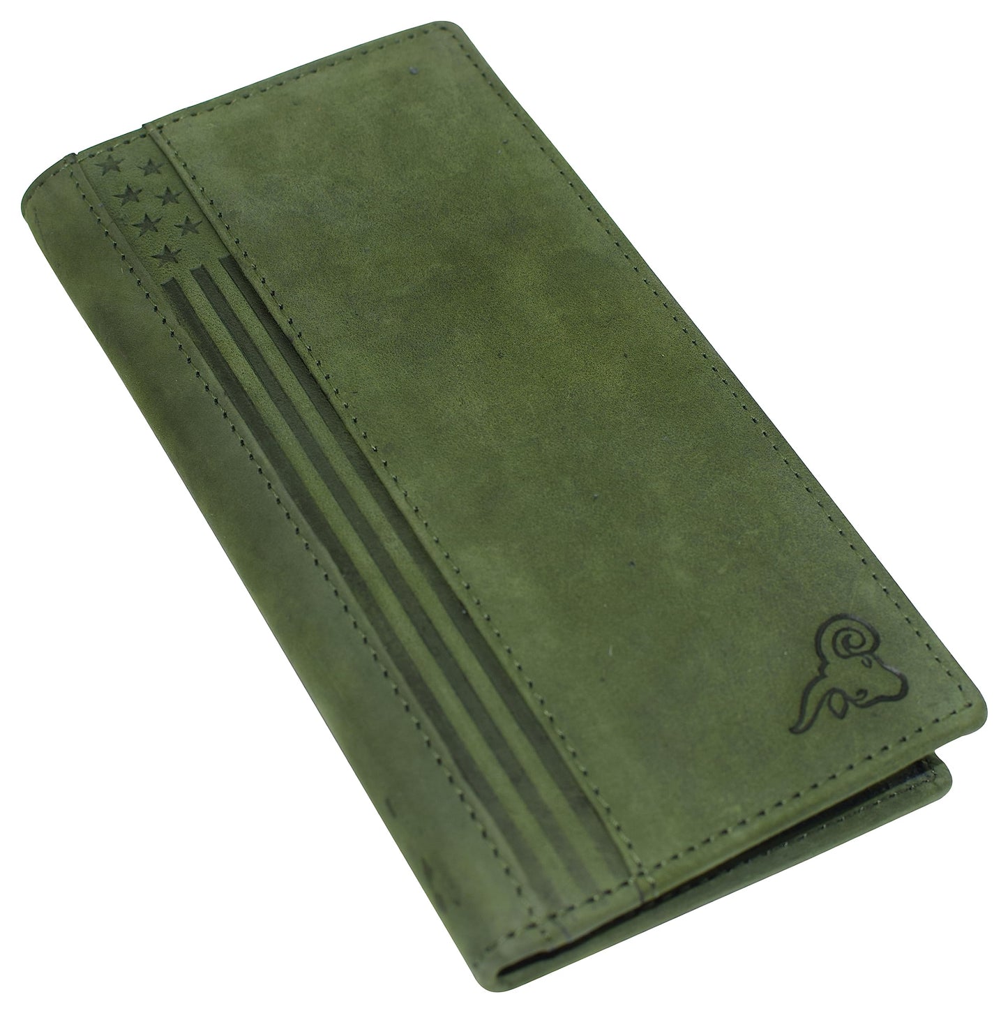 Genuine Leather Checkbook Cover For Men & Women Checkbook Holder Wallet RFID Blocking USA Series (Bright Green)