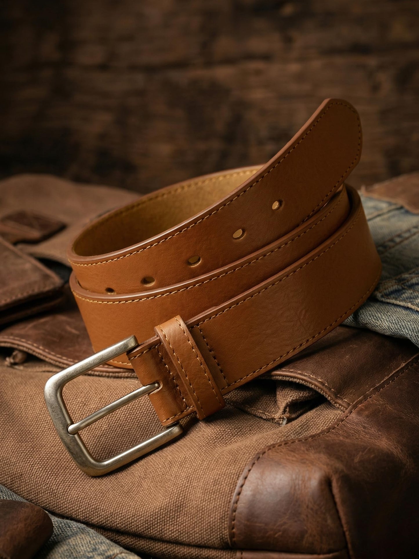 MILORDE Full Grain Leather Belt for Men, Work Belts for Men Heavy Duty, Daily Wear for Jeans Pants (Yellowish Brown 210, 36)