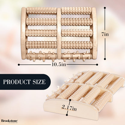 Brookstone Foot Roller Massager for Plantar Fasciitis Relief - Wooden Massage Roller for Foot Health - Stimulate Reflexes & Relieve Stress - Ideal Gift for Mom, Dad, Elderly