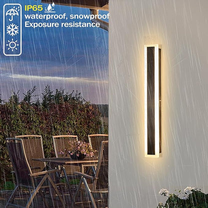 24 Inch Modern Wall Lights Outdoor, 2 PCS Outdoor Wall Sconce Dimmable 3000K-6000K IP65 Waterproof Exterior Long Wall Light for Doorway Porch Stairway Patio