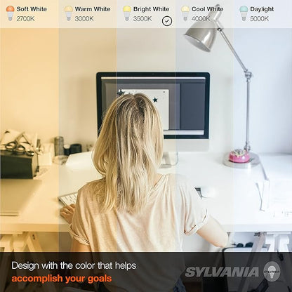 SYLVANIA LED Flood Light Bulb, BR30, 65W Equivalent, Efficient 9W, Dimmable, 10 Year, 650 Lumens, 3500K, Bright White - 2 Pack (78029)