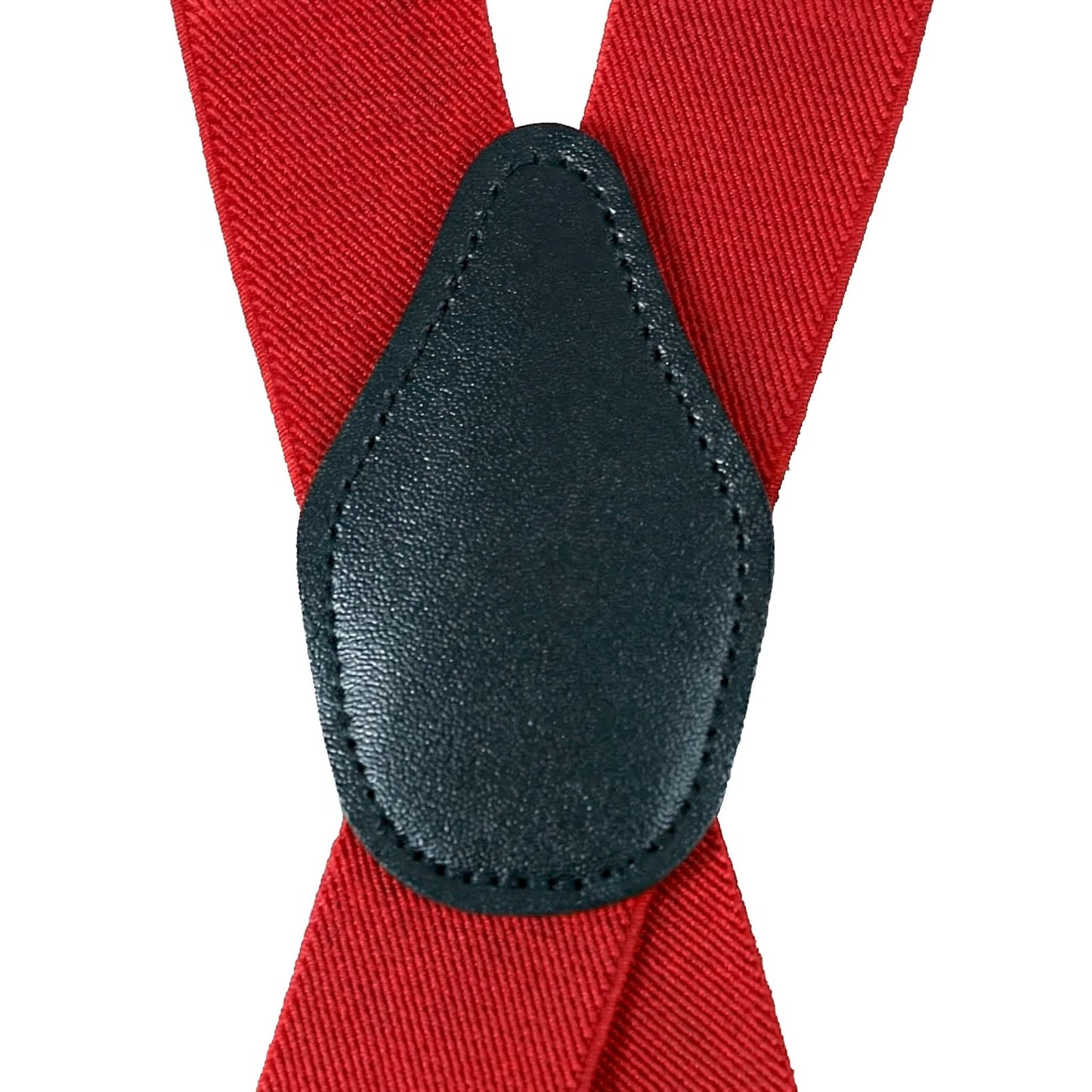 SUITUA Suspenders for Men 1¼" Classic X-Back Clip-on - Adjustable Elastic Suspenders for Jeans, Dress Pants, Wedding & Groomsmen (Red)