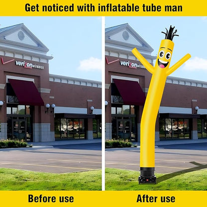 10FT Tall Inflatable Tube Man Wacky Wavy Dancing Guy with 3/4 HP Weather-Resistant Blower (12''Diameter) for Outdoor Decoration Advertising Business Promotion - Gold