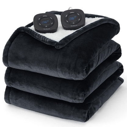 Bedsure Electric Blanket King Size - Dual Control Heated Blanket King Size, Fast Heating with 10 Time Settings & 10 Heat Settings, Warm Gift for Grandma (100x90 inches, Grey)