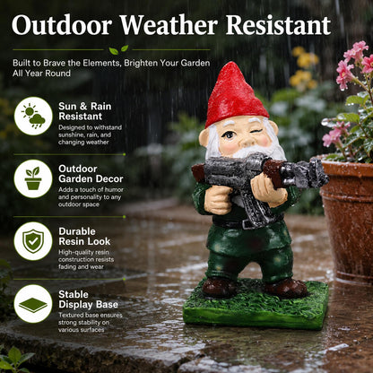 nezababy Military Garden Gnomes with Guns Funny Army Gnomes Outdoor Statues Naughty Desktop Indoor Outdoor Lawn Yard Decorations (F)