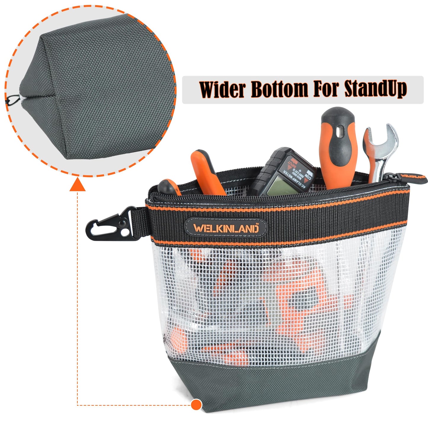 WELKINLAND 10-Inch Clear Tool Pouch Organizer - 4 Pcs Zipper Tool Bags