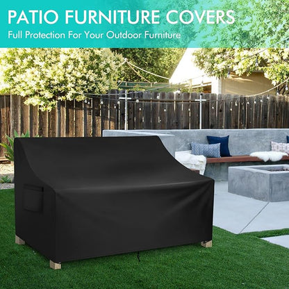 WLEAFJ Patio Sofa Cover Waterproof, 2-Seater Patio Loveseat Cover, Heavy Duty Outdoor Couch Cover, Outdoor Furniture Covers with Air Vent, 60’’ W x 34’’ D x 30’’ H