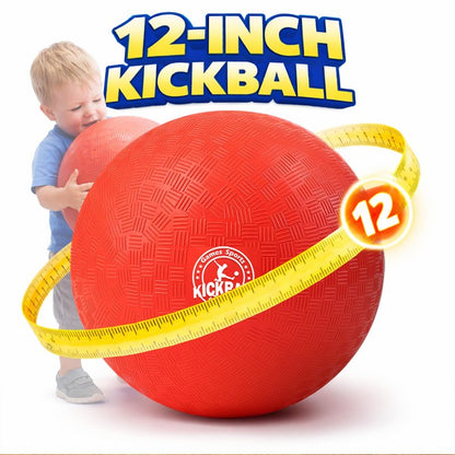 12 Inch Kickball Playground Balls, Durable Dodgeballs for Kids & Adults, Outdoor & Indoor Games with Pump, Bouncy Balls for School, Birthday Gift for Boys and Girls (1 Red Ball)
