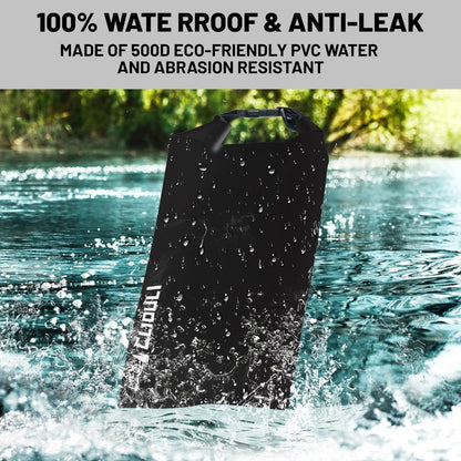 Cliduli Waterproof Dry Bag,Roll Top Black Small Waterproof Backpack 2L/5L/10L/20L/30L/40L Floating Lightweight Bags for Kayaking, Boating, Fishing, Swimming Camping with Waterproof Phone Case