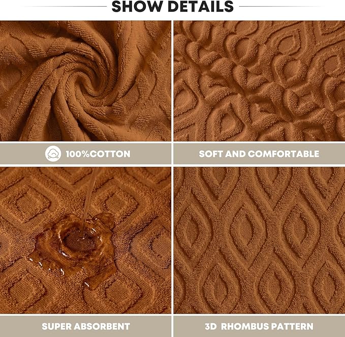 Artoid Mode 1 Pc Caramel 3D Diamond Grid Jacquard Hand Towels