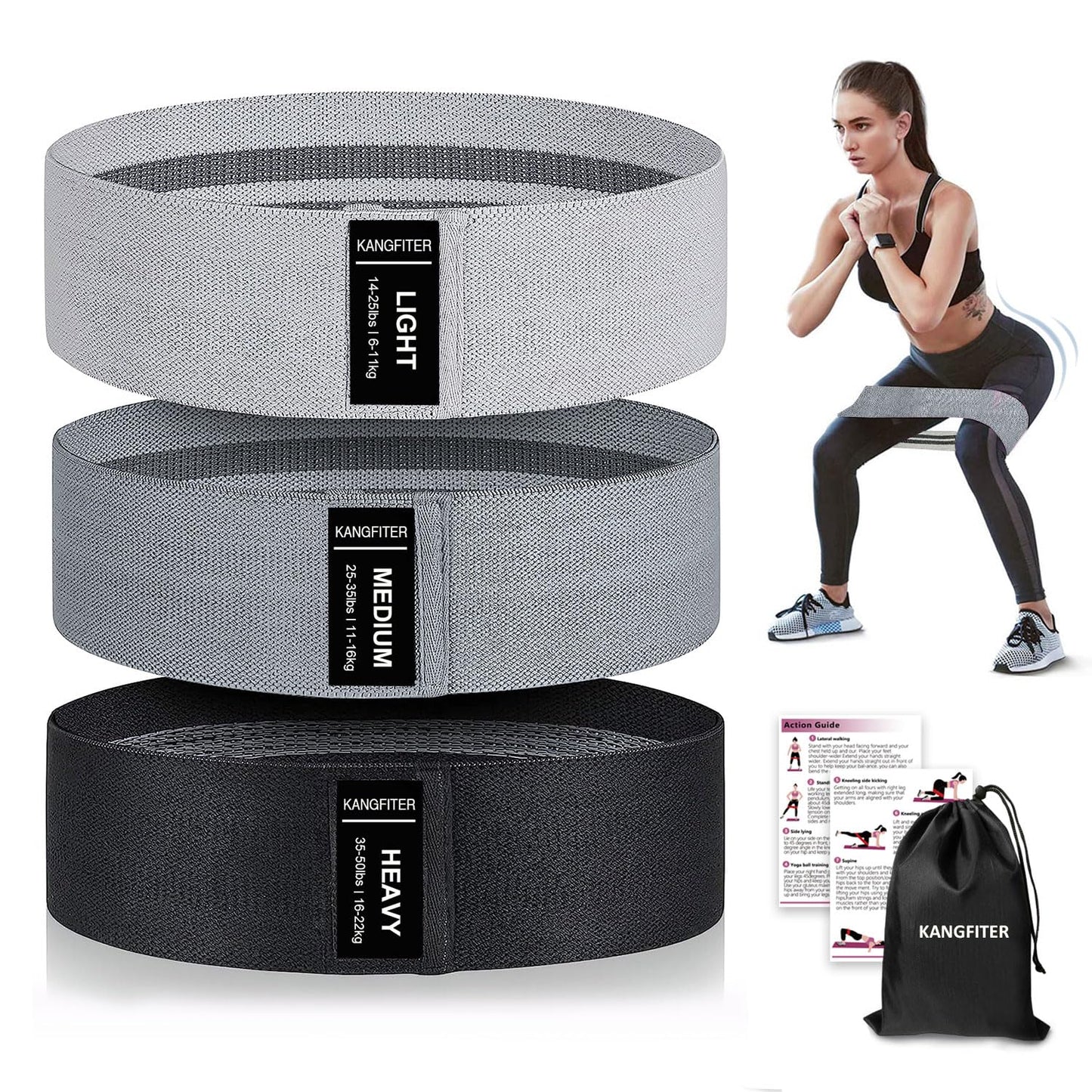 Non-Slip Fabric Resistance Bands for Working Out, Loop Exercise Bands for Booty Leg, Butt, Glute, Stretch Workout Bands for Women & Men, Hip Elastic Bands for Home Gym Fitness, Yoga, Pilates